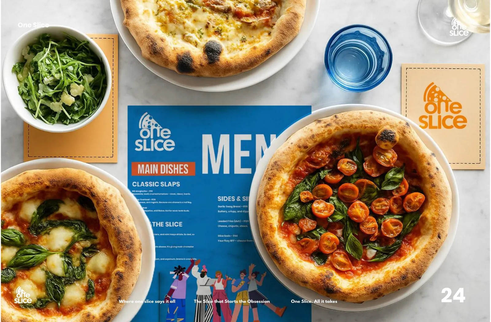 One Slice — branding and brand book and packaging by Kzign